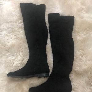 Black suede over the knee boots